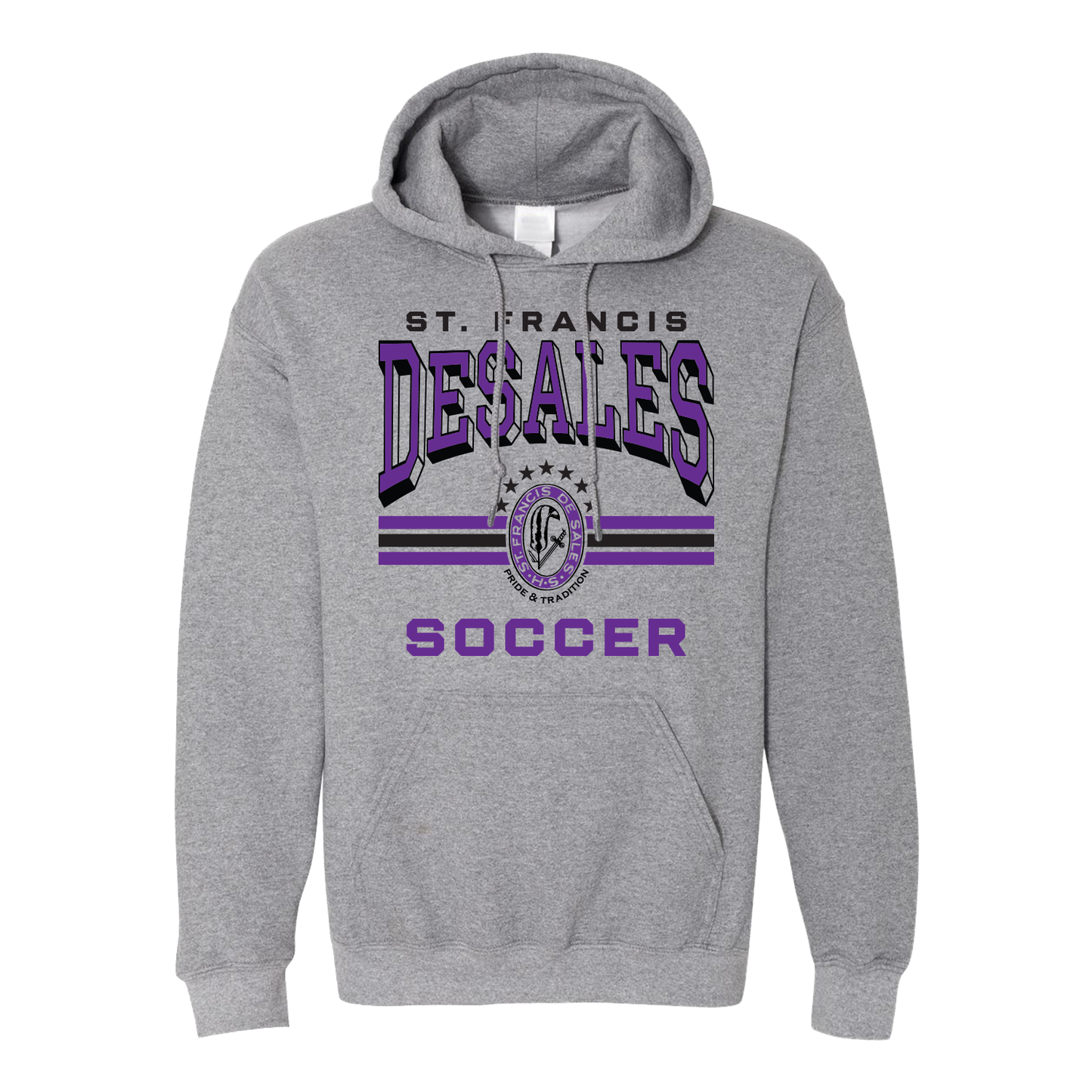 DeSales Soccer 3 Stripes Hoodie - Grey