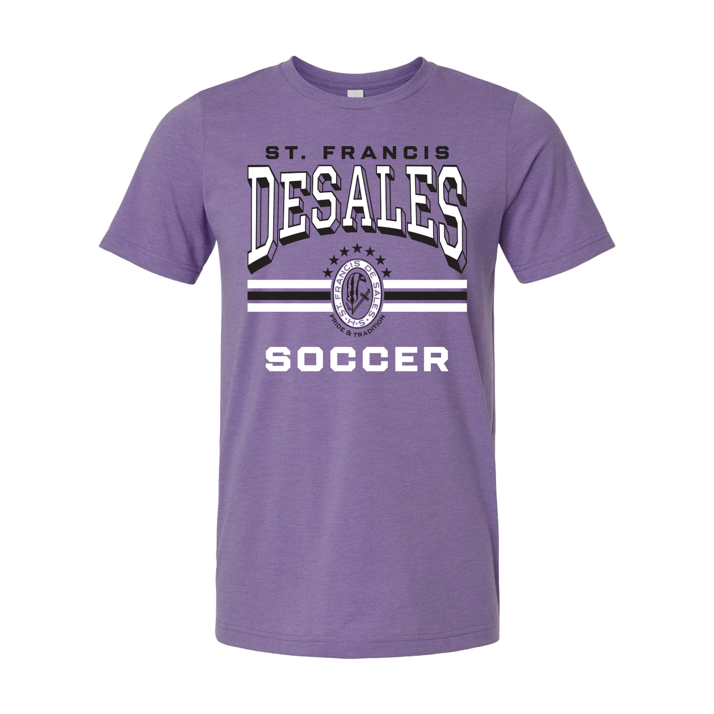 DeSales Soccer 3 Stripes Tee - Purple