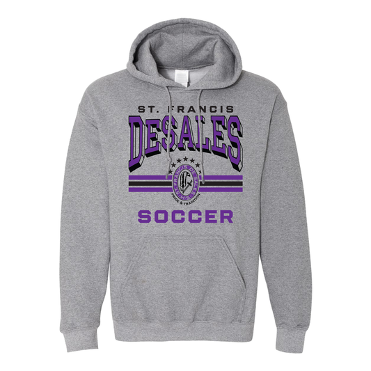 DeSales Soccer 3 Stripes Hoodie - Grey