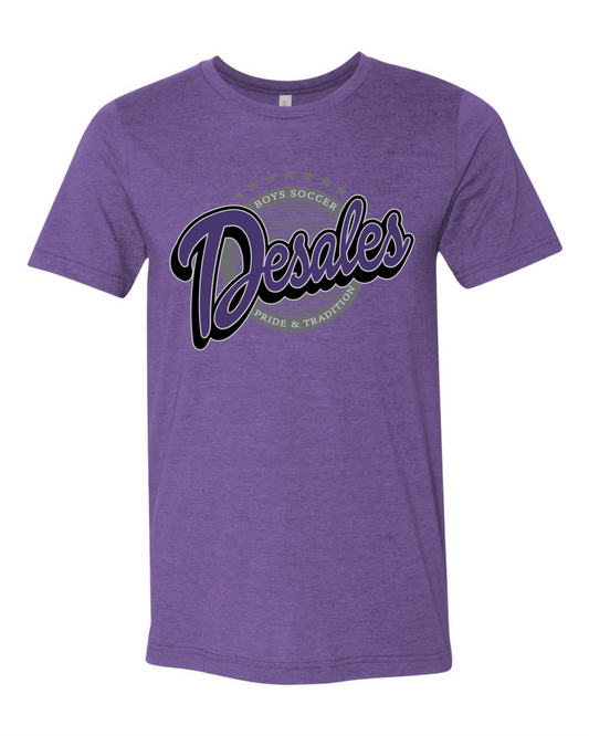 DeSales Soccer Cursive Tee - Purple